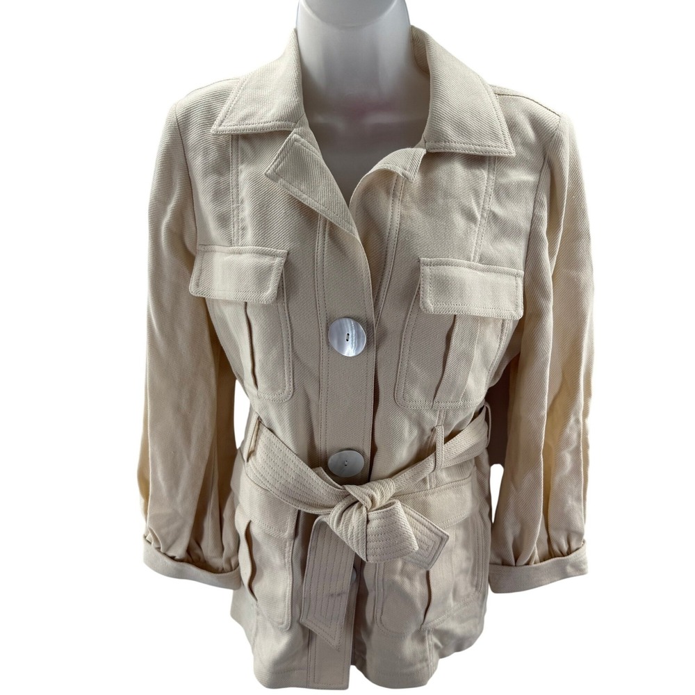Kate Spade New York Cream Ivory Belted Utility Safari Jacket Womens Size 6 NEW